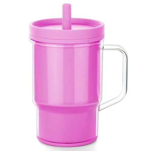Vicloon Trainer Cup Trinklernbecher ab 6 Monate, 260ml Silikon Kinder Trinkbecher mit Auslaufsichere Strohhalm und Kleinkind-Freundlichen Griff, BPA-frei, Reinigung abnehmbar (Rosa) von Vicloon