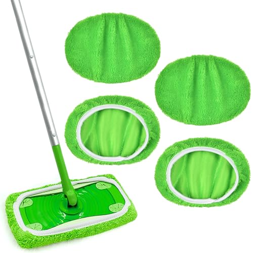 Vicloon Tücher Wiederverwendbare,4 Stück Waschbare Mopptuch Für Nass Und Trockengebrauch,Mikrofaser Nass Trocken Wischmopp Bezug für Swiffer Sweeper Mop-25.5 x11.5cm von Vicloon