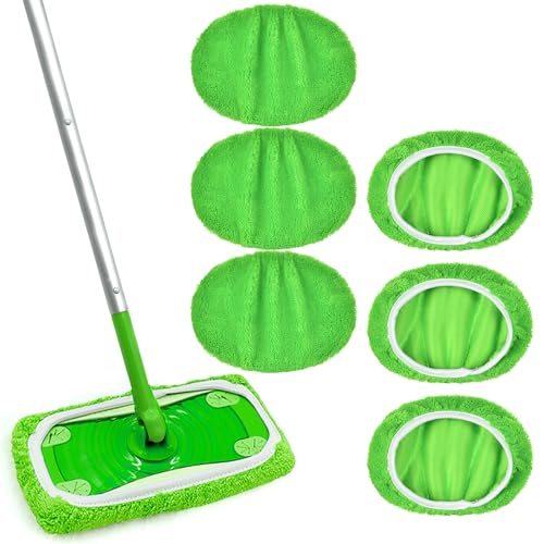 Vicloon Tücher Wiederverwendbare,6 Stück Waschbare Mopptuch Für Nass Und Trockengebrauch,Mikrofaser Nass Trocken Wischmopp Bezug für Swiffer Sweeper Mop-25.5 x11.5cm von Vicloon