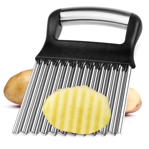 Vicloon Kartoffelschneider Aus Edelstahl, Wellenschneider, Pommes Wellenmesser, Wellenschnittmesser, Riffelmesser für Gemüse Obst Salat Schneider, Süßkartoffeln(Hand Gehalten) von Vicloon