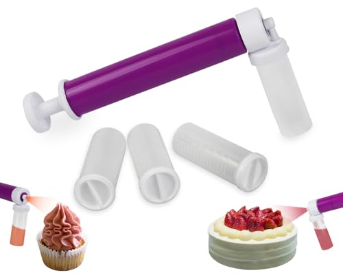 Victhur Violettes Airbrush-Werkzeug zum Dekorieren von Kuchen mit 4 transparenten Röhren, Glitzer-Applikator für Kuchen, DIY-Back-Farbspray-Set von Victhur