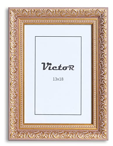 VictoR Vintage Bilderrahmen „Rubens“ in 13x18 cm Rose Gold - Leiste: 30x20mm - Echtglas - Bilderrahmen Barock - Antik - Bilderrahmen 13x18 Vintage von VictoR