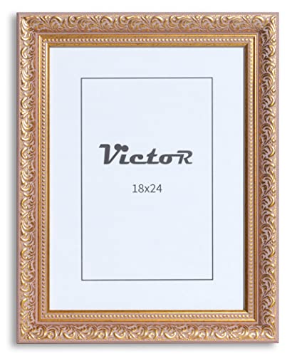VictoR Vintage Bilderrahmen „Rubens“ in 18x24 cm Rose Gold - Leiste: 30x20mm - Echtglas - Bilderrahmen Barock- Antik - Bilderrahmen 18x24 Vintage von VictoR