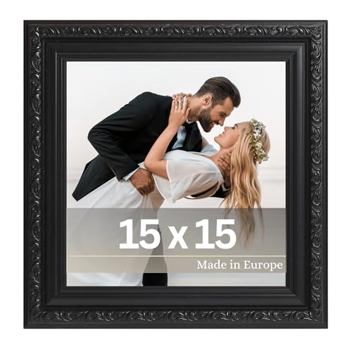 VictoR antiker - kunstvoller Fotorahmen „Chagall“ in Schwarz - 15x15 cm Deko Bilderrahmen Vintage - geeignet für Urkunden - Zeugnisse - Bilderrahmen Schwarz 15x15 - Barock von VictoR