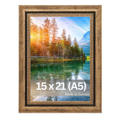 VictoR Bilderrahmen Boho Gold in 15x21 cm (A5) - Leiste: 30x16mm - Fotorahmen Vintage Deko Rustikal - Bilderrahmen Gold 15x20 - Landhaus VictoR Bilderrahmen Boho Gold in 15x21 cm (A5) - Leiste: 30x16mm - Fotorahmen Vintage Deko Rustikal - Bilderrahmen Gold 15x20 - Landhaus von VictoR