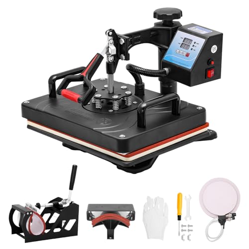 Victool Hitzepresse Transferpresse Heat Press Heißpresse mit Becher Transfermaschine, Presskappenhalter, Runddruckplatten Presse, 360 Grad Schwenkbar DIY Mulitifunktional Sublimation Wärmepresse von Victool