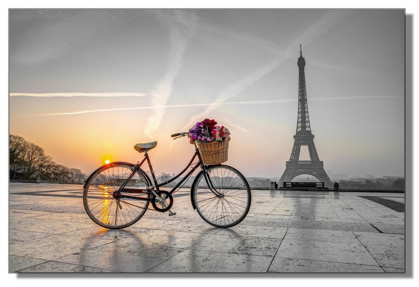 Victor (Zenith) Acrylglasbild Acrylglasbild \"Fahrrad vor Eiffelturm\" - Größe: 80 x 120 cm, Städte, in 80x120 cm, Acrylglasbild Paris, Bilder XXL, Wanddeko von Victor (Zenith)