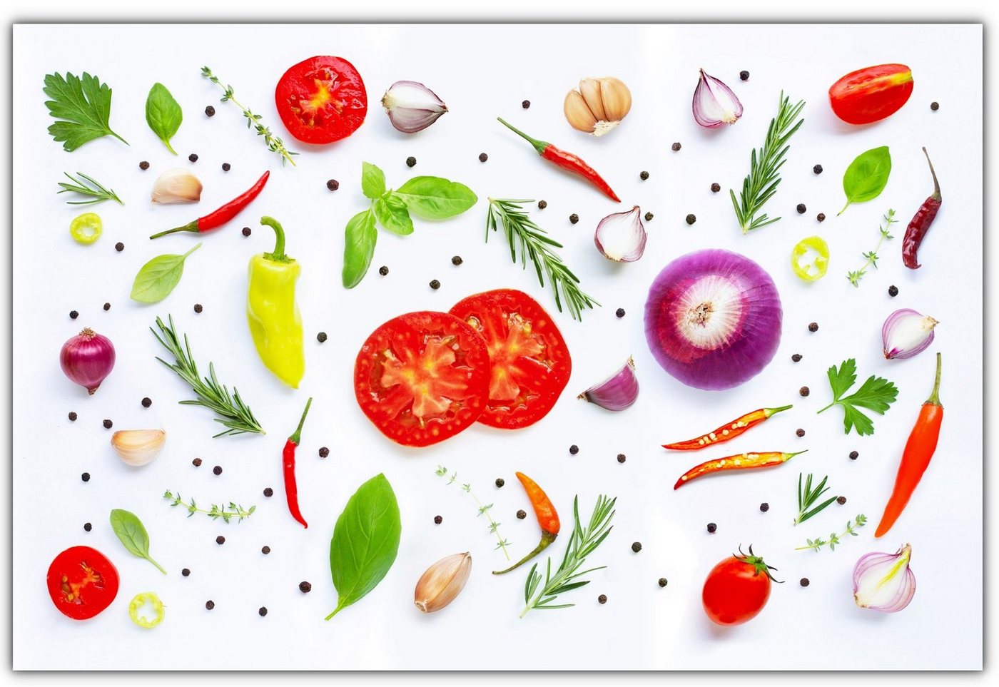 Victor (Zenith) Acrylglasbild Acrylglasbild \"Gemüse mit weißem Hintergrund\" - Größe: 30 x 45, Lebensmittel, in 30x45cm, Glasbilder Küche, Wanddeko, Küchenbild von Victor (Zenith)