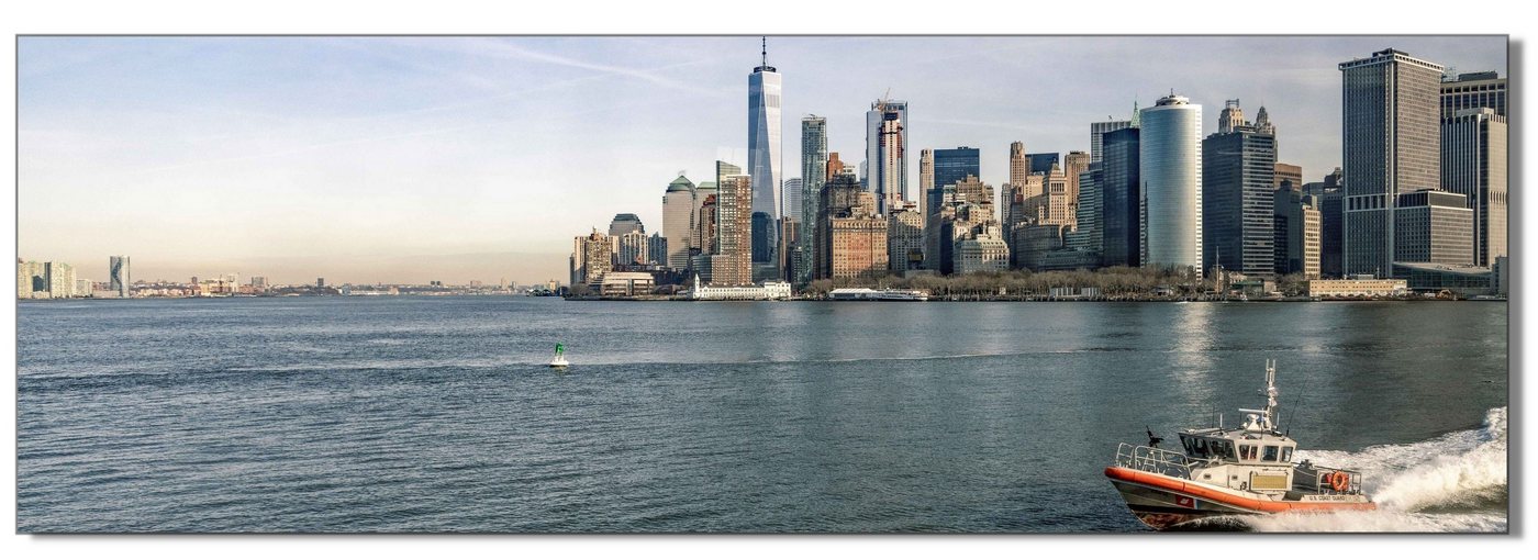 Victor (Zenith) Acrylglasbild Acrylglasbild \"New York Hudson River\" - Größe: 60 x 180 cm, Landschaften, in 80x120 cm, Glasbilder Stadt New York von Victor (Zenith)