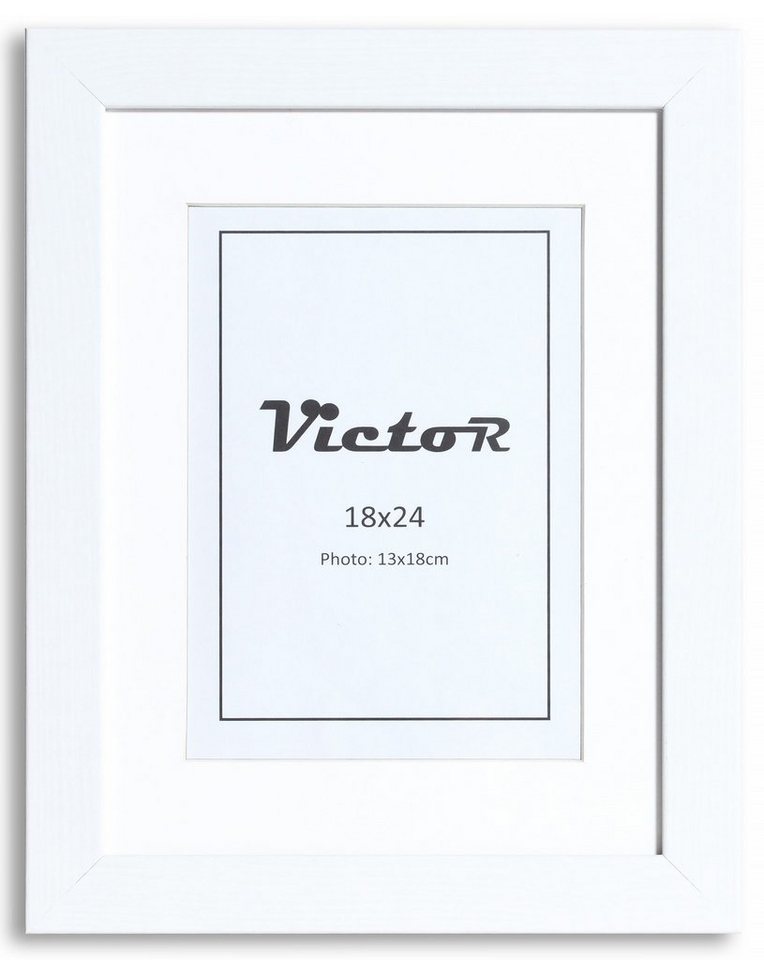 Victor (Zenith) Bilderrahmen Bilderrahmen \"Richter\" - Farbe: Weiß - Größe: 18 x 24 cm, Bilderrahmen Weiß 18x24 cm mit 13x18 cm Passepartout, Holz von Victor (Zenith)