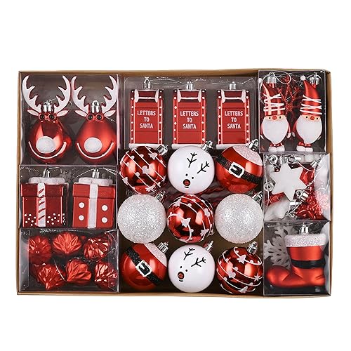 Victor's Workshop Weihnachtskugeln, 100 teiliges Christbaumkugeln Kunststoff Weihnachtskugel Set Weihnachtsdeko mit Aufhänger Geschenkpaket Weihnachtsbaumschmuck Rot Weiß Thema Victor's Workshop Weihnachtskugeln, 100 teiliges Christbaumkugeln Kunststoff Weihnachtskugel Set Weihnachtsdeko mit Aufhänger Geschenkpaket Weihnachtsbaumschmuck Rot Weiß Thema von Victor's Workshop