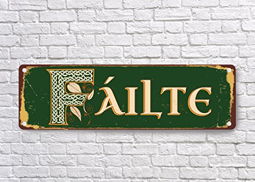 Failte Schilder, Irland, Welcome, Irish Welcome, Vintage Style Irish Failte Schild, Irish Celtic Failte, FAILTE, Irish Bar Decor Metallschild 7,6 x 45,7 cm von VictorJoan