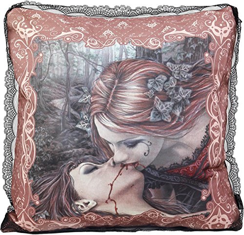 Victoria Francès 10284200 Kissen - Kiss, 50 x 50 cm, 100% Polyester, mit feiner schwarzer Spitze Brown von Victoria Francès