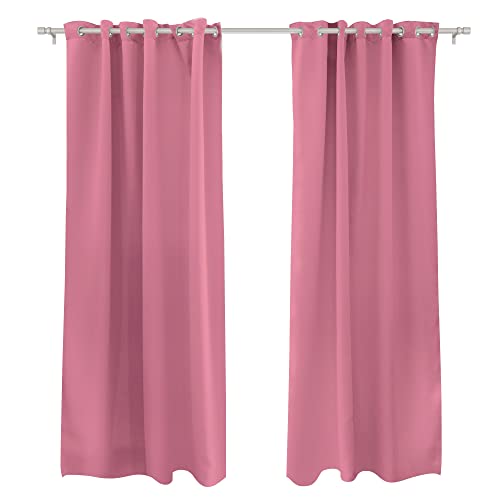 Victoria M. Aurora Verdunkelungsvorhang Blickdicht, Thermovorhang, Ösenvorhang, Schallschutz Vorhang 140 x 245cm, Rosa, 2er Pack von Victoria M.