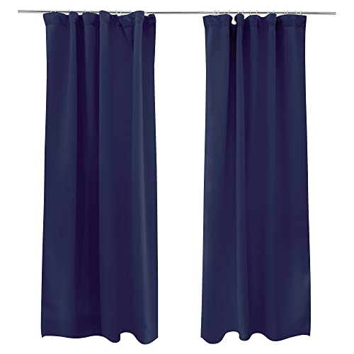 Victoria M. Aurora Verdunkelungsvorhang Blickdicht Thermovorhang mit Kräuselband, für Gardinenstangen und -schienen 140 x 245cm, Blau, 2er Pack von Victoria M.