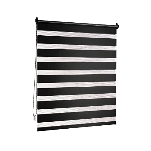 Victoria M. Doppelrollo Klemmfix Duo-Rollo Klemmmontage ohne Bohren für Fenster und Tür Lichtdurchlässig und Verdunkelnd mit Kettenzug, 65 x 230 cm Schwarz von Victoria M.