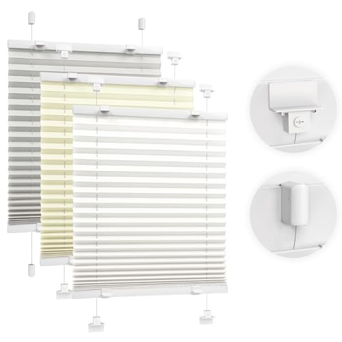 Victoria M. Easyfix Plissee Faltrollo ohne Bohren, zum Klemmen oder Kleben, Sonnenschutz Sichtschutz Fenster, 85 x 120 cm, Creme Victoria M. Easyfix Plissee Faltrollo ohne Bohren, zum Klemmen oder Kleben, Sonnenschutz Sichtschutz Fenster, 85 x 120 cm, Creme von Victoria M.