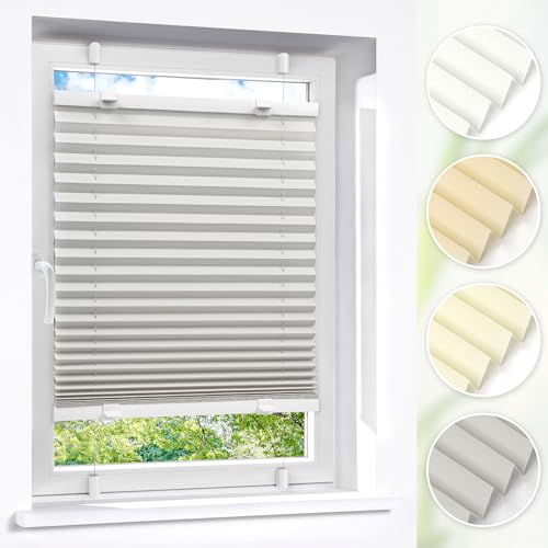 Victoria M. Easyfix Plissee Faltrollo ohne Bohren Plisseeanlage Klemmfix mit Klemmträger für Fenster und Türen, Größe: 85 x 100 cm, Farbe: Grau Victoria M. Easyfix Plissee Faltrollo ohne Bohren Plisseeanlage Klemmfix mit Klemmträger für Fenster und Türen, Größe: 85 x 100 cm, Farbe: Grau von Victoria M.