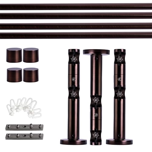 Victoria M. Gardinenstange Set mit Kappenknäufen mit Wandhalter und Flachring und Innenlauf Ø 19 mm Länge 280cm, 2-Läufig, Rot-bronze gebürstet von Victoria M.