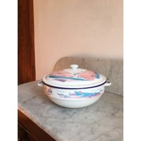 Vintage Emailleware Casserole Atomic Muster von VictoriaGrayFR