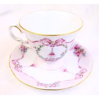 Handbemalt, Ofen Beendet, 6 Unzen Teetassen-Set Mit Fächeranhänger, Vintage-Design Rosa Hintergrund von VictoriaSnowCrown