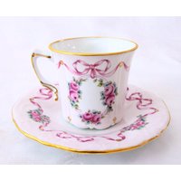 Handbemaltes Teetassen-Set Aus Porzellan Vintage Rose & Schleifen-Design von VictoriaSnowCrown