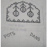 Topflappen Set, Transfer Auf Musselin Mit Schwarzer Kreuzstich Zum Nähen, Unfertiges Projekt, Fertig Fertigen, Upcycle Home Crafts von VictorianWardrobe