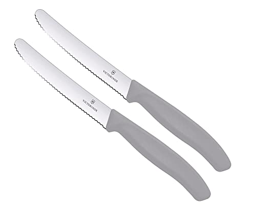 Victorinox 2 Stück Tafelmesser Küchenmesser-Set 11cm Swiss Classic Ergonomischer Griff, Spülmaschinengeeignet Limited Edition Cool Grey/Grau von Victorinox