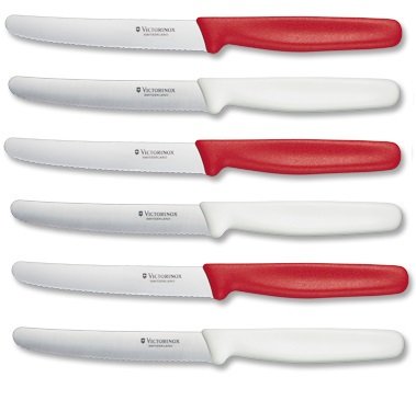 6 Stück Victorinox Tafelmesser Rot Weiß Standard von Victorinox