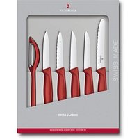 6 VICTORINOX Gemüsemesser Swiss Classic silber, rot von Victorinox