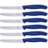 6 VICTORINOX Gemüsemesser silber, blau glänzend, poliert, Klinge: 10,0 cm von Victorinox