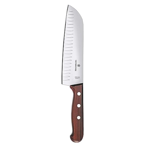 Victorinox Wood, Profi Santokumesser, Extra Scharfe Klinge, Kullenschliff, 17 cm, Edler Holzgriff, Rostfreier Stahl, braun von Victorinox