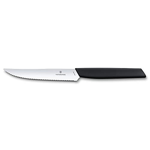 Victorinox, Swiss Modern, Profi Steakmesser-Set, 2-teilig, Extra Scharfe Klinge, Wellenschliff, 12 cm, Robuster Kunststoffgriff, Rostfreier Stahl, schwarz von Victorinox