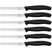 VICTORINOX Gemüsemesser silber, schwarz glänzend, poliert Klinge: 10,0 cm - 6 Stück von Victorinox