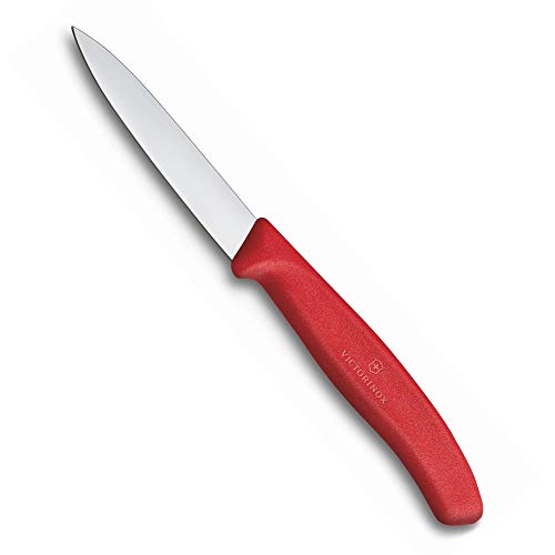 Victorinox, 6.7601, Swiss Classic, Gemüsemesser, Extra scharfe Klinge, mit geradem Schliff, robuster Kunststoff-Griff, Rot, Made in Switzerland, Spülmaschinengeeignet von Victorinox