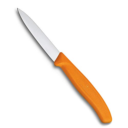 Victorinox, 6.7606.L119, Swiss Classic, Gemüsemesser, Extra scharfe Klinge, mit geradem Schliff, robuster Kunststoff-Griff, Orange, Made in Switzerland, Spülmaschinengeeignet von Victorinox