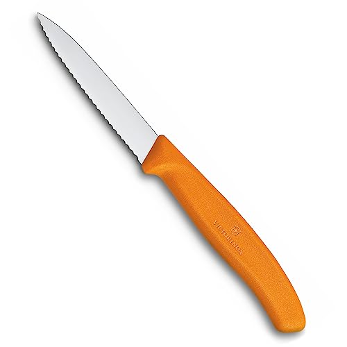 Victorinox, 6.7636.L119, Swiss Classic, Gemüsemesser, Extra scharfe Klinge, mit Wellenschliff, robuster Kunststoff-Griff, Orange, Made in Switzerland, Spülmaschinengeeignet von Victorinox