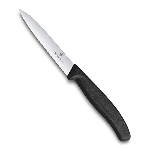 Victorinox, 6.7733, Swiss Classic, Gemüsemesser, Extra scharfe Klinge, mit Wellenschliff, robuster Kunststoff-Griff, Schwarz, Made in Switzerland, Spülmaschinengeeignet von Victorinox