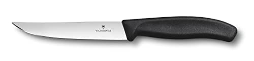 Victorinox, 6.7903.12, Swiss Classic, Steakmesser "Gourmet", Extra scharfe Klinge, mit geradem Schliff, robuster Kunststoff-Griff, Schwarz, Made in Switzerland, Spülmaschinengeeignet von Victorinox