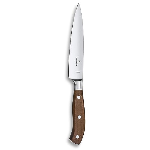 Victorinox, Grand Maître, Profi Tranchiermesser, Extra Scharfe Klinge, gerader Schliff, 15 cm, Edler Holzgriff, Rostfreier Stahl, braun von Victorinox