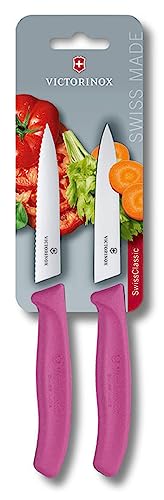 Victorinox Swiss Classic, Tomaten- und Gemüsemesser-Set, 2teilig, Extra Scharfe Klinge, Kunststoffgriff, Rostfreier Stahl, Swiss Made, Pink von Victorinox