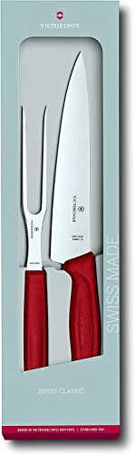 Victorinox Swiss Classic, Profi Tranchier-Set, 2-teilig, Extra Scharfe Klinge, Robuster Kunststoffgriff, Swiss Made rot von Victorinox