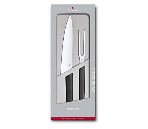 Victorinox, Swiss Modern, Profi Koch-Set, 2-teilig, Extra Scharf, Rostfreier Stahl, Robuster Kunststoffgriff, schwarz von Victorinox