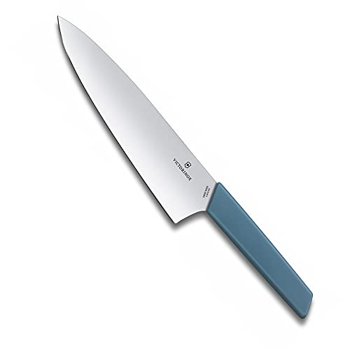 Victorinox, Swiss Modern, Profi Tranchiermesser, Extra Scharfe Klinge, gerader Schliff, 20 cm, Robuster Kunststoffgriff, Rostfreier Stahl, kornblumen-blau von Victorinox