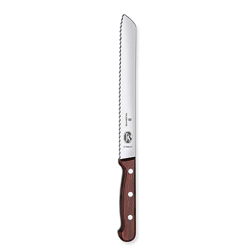 Victorinox, Wood, Profi Brotmesser Wellenschliff, Extra Scharfe Klinge, 21 cm, Edler Holzgriff, Rostfreier Stahl, braun von Victorinox