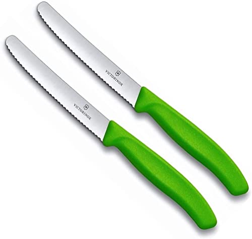 Victorinox | 2 Stück Tafelmesser Swiss Classic | Grün | Tomatenmesser mit Wellenschliff | rostfrei | Swiss Made von Victorinox