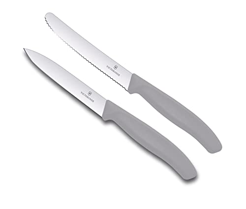 Victorinox - 2-tlg. Starter Gemüsemesser Set 10cm - gerader und Wellenschliff - Swiss Classic - cool grey - spülmaschinengeeignet von Victorinox