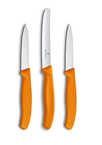 Victorinox 3-tlg Gemüsemesser-Set Swiss Classic - Küchenmesser, Obstmesser - Swiss Made - Orange von Victorinox