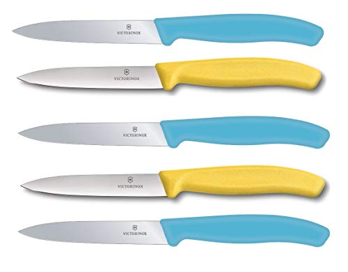 Victorinox 5-tlg Gemüsemesser Tomatenmesser Set Swiss Classic 10 cm (Karibikblau/Gelb) von Victorinox