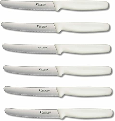 Victorinox 6 Stück Tafelmesser Set Standard mit Wellenschliff (Weiß) von Victorinox